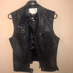 Black leather vest